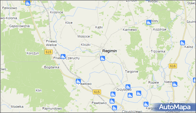 mapa Lekowo gmina Regimin, Lekowo gmina Regimin na mapie Targeo