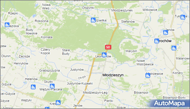 mapa Leontynów, Leontynów na mapie Targeo