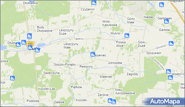 mapa Lesieniec gmina Dłutów, Lesieniec gmina Dłutów na mapie Targeo