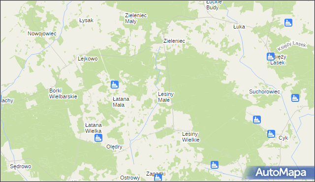 mapa Lesiny Małe, Lesiny Małe na mapie Targeo