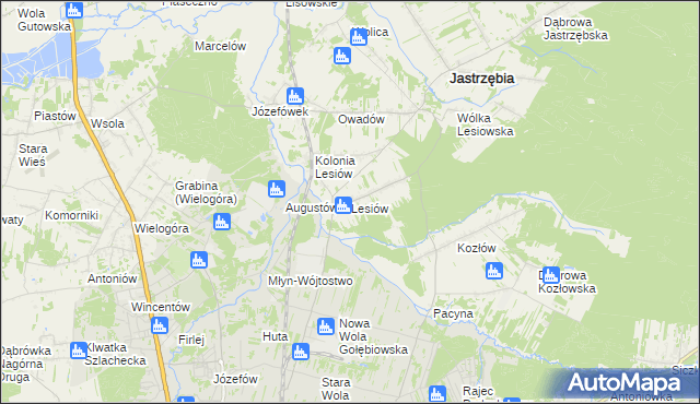 mapa Lesiów, Lesiów na mapie Targeo