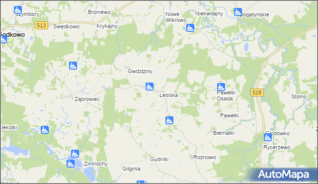 mapa Lesiska gmina Godkowo, Lesiska gmina Godkowo na mapie Targeo