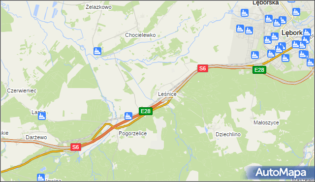 mapa Leśnice, Leśnice na mapie Targeo