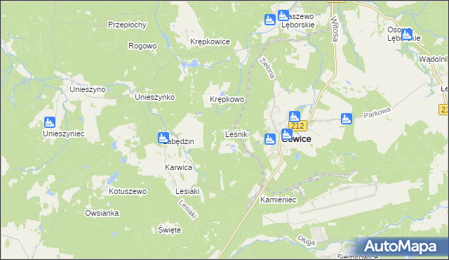 mapa Leśnik gmina Cewice, Leśnik gmina Cewice na mapie Targeo