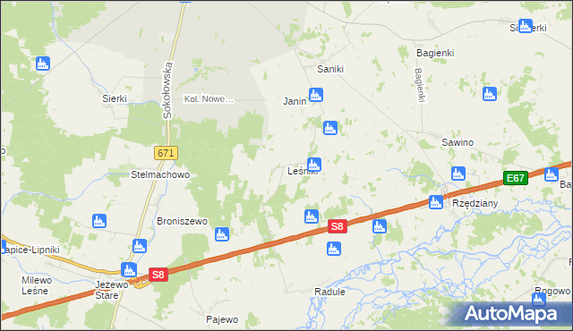 mapa Leśniki gmina Tykocin, Leśniki gmina Tykocin na mapie Targeo