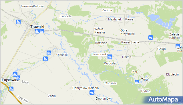 mapa Leszczanka gmina Rejowiec Fabryczny, Leszczanka gmina Rejowiec Fabryczny na mapie Targeo