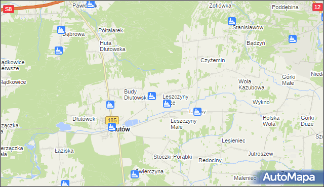 mapa Leszczyny Duże, Leszczyny Duże na mapie Targeo