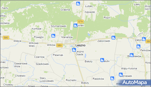 mapa Leszno powiat warszawski zachodni, Leszno powiat warszawski zachodni na mapie Targeo