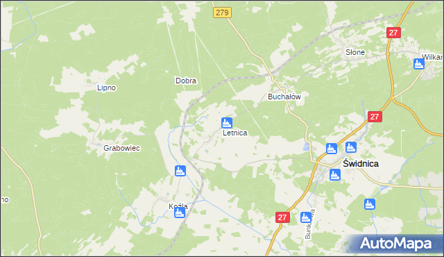 mapa Letnica, Letnica na mapie Targeo