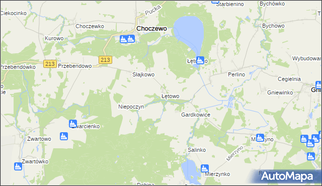 mapa Łętowo gmina Choczewo, Łętowo gmina Choczewo na mapie Targeo