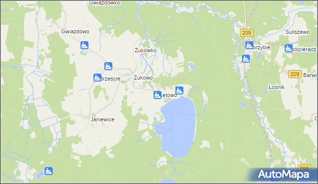 mapa Łętowo gmina Sławno, Łętowo gmina Sławno na mapie Targeo