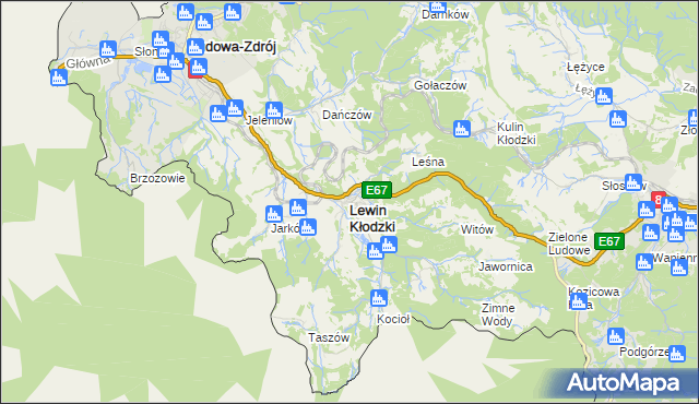 mapa Lewin Kłodzki, Lewin Kłodzki na mapie Targeo