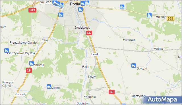 mapa Lewki gmina Bielsk Podlaski, Lewki gmina Bielsk Podlaski na mapie Targeo