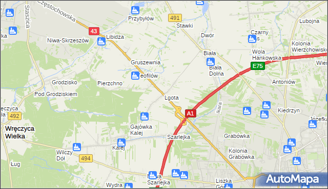 mapa Lgota gmina Kłobuck, Lgota gmina Kłobuck na mapie Targeo