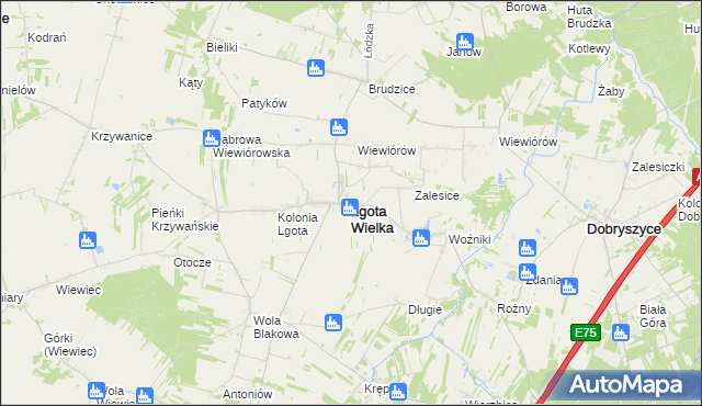 mapa Lgota Wielka powiat radomszczański, Lgota Wielka powiat radomszczański na mapie Targeo