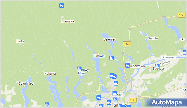 mapa Lichwin gmina Sieraków, Lichwin gmina Sieraków na mapie Targeo