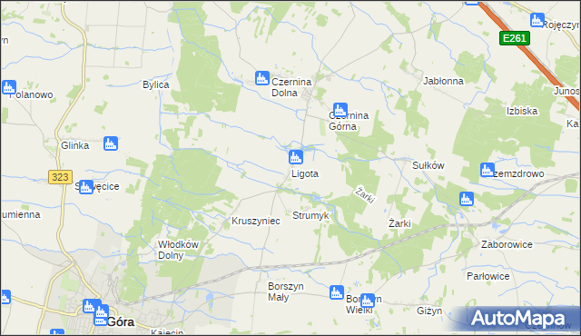 mapa Ligota gmina Góra, Ligota gmina Góra na mapie Targeo