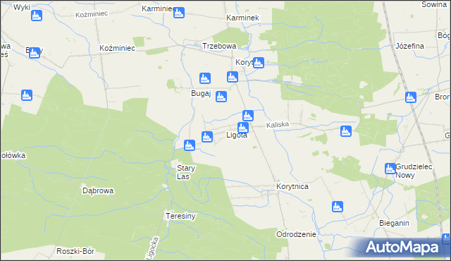 mapa Ligota gmina Raszków, Ligota gmina Raszków na mapie Targeo