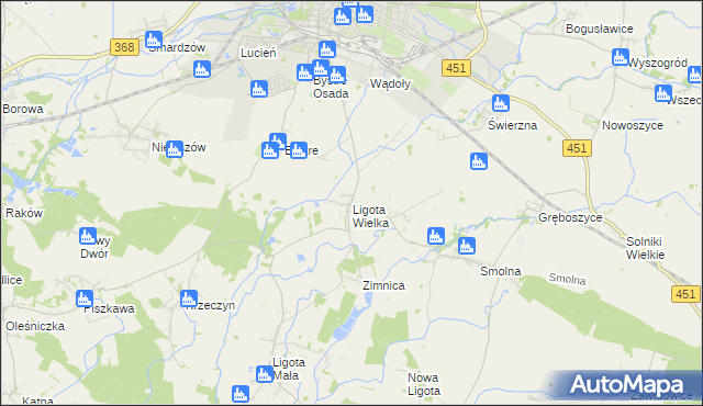 mapa Ligota Wielka gmina Oleśnica, Ligota Wielka gmina Oleśnica na mapie Targeo