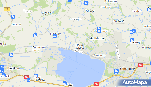 mapa Ligota Wielka gmina Otmuchów, Ligota Wielka gmina Otmuchów na mapie Targeo