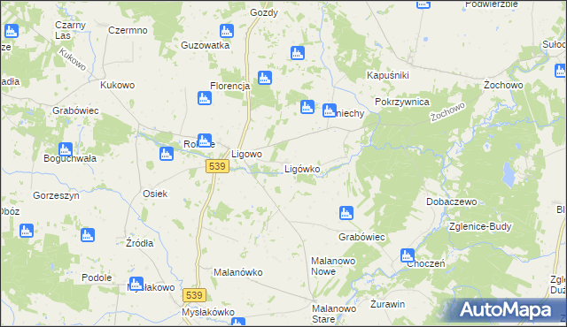 mapa Ligówko, Ligówko na mapie Targeo