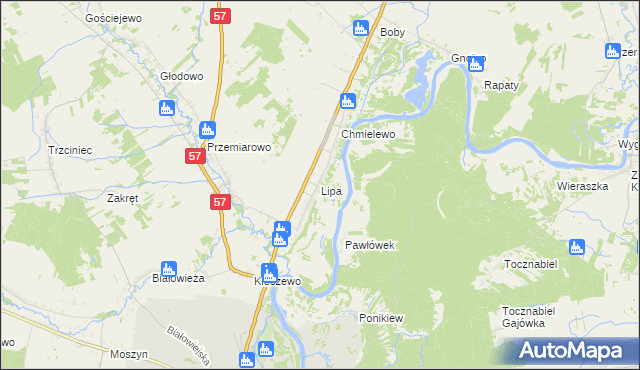 mapa Lipa gmina Pułtusk, Lipa gmina Pułtusk na mapie Targeo