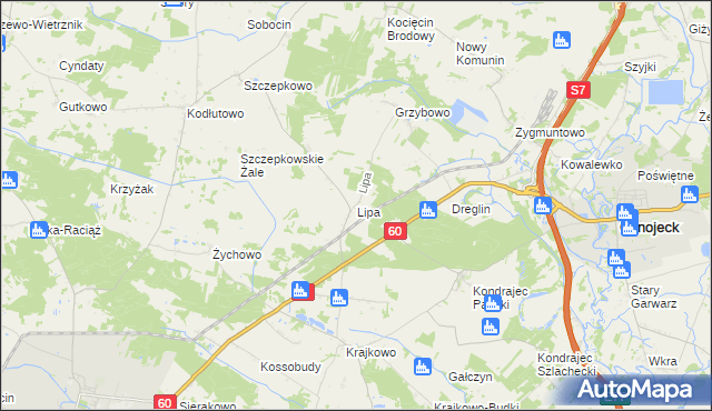 mapa Lipa gmina Raciąż, Lipa gmina Raciąż na mapie Targeo