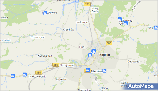 mapa Lipa gmina Ziębice, Lipa gmina Ziębice na mapie Targeo