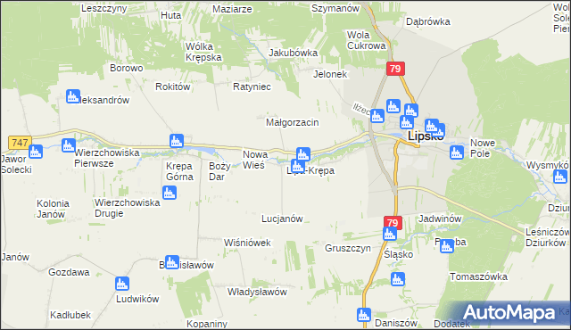 mapa Lipa-Krępa, Lipa-Krępa na mapie Targeo