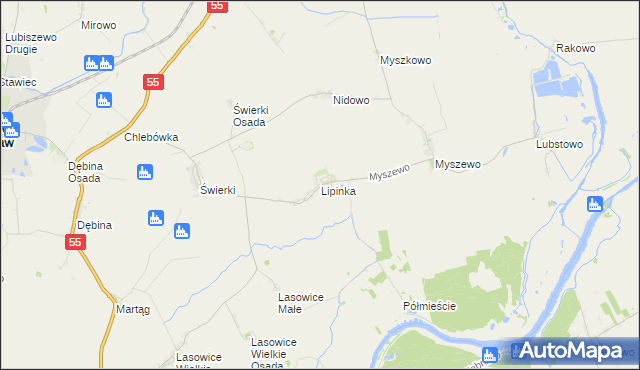 mapa Lipinka gmina Nowy Staw, Lipinka gmina Nowy Staw na mapie Targeo