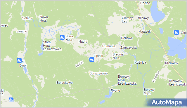 mapa Lipinki gmina Warlubie, Lipinki gmina Warlubie na mapie Targeo