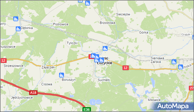 mapa Lipinki Łużyckie, Lipinki Łużyckie na mapie Targeo