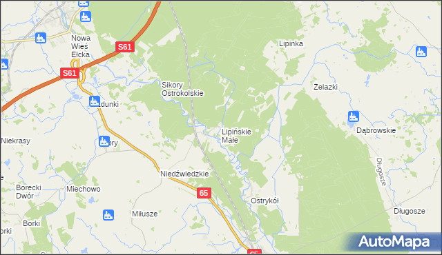 mapa Lipińskie Małe, Lipińskie Małe na mapie Targeo