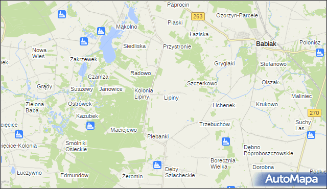 mapa Lipiny gmina Osiek Mały, Lipiny gmina Osiek Mały na mapie Targeo