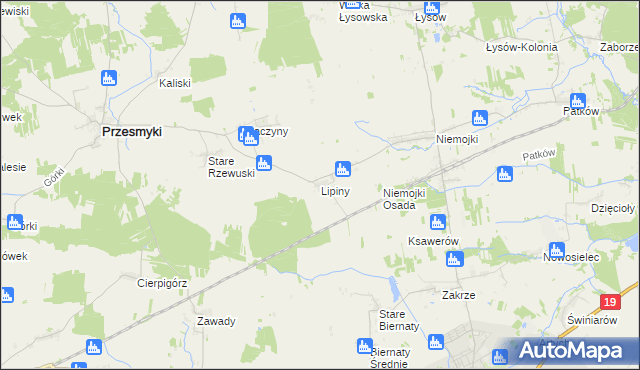 mapa Lipiny gmina Przesmyki, Lipiny gmina Przesmyki na mapie Targeo