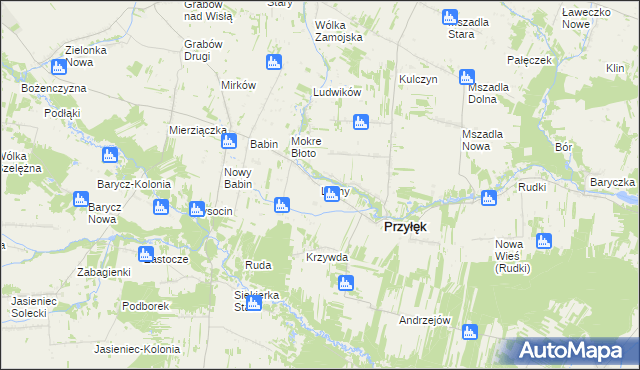 mapa Lipiny gmina Przyłęk, Lipiny gmina Przyłęk na mapie Targeo