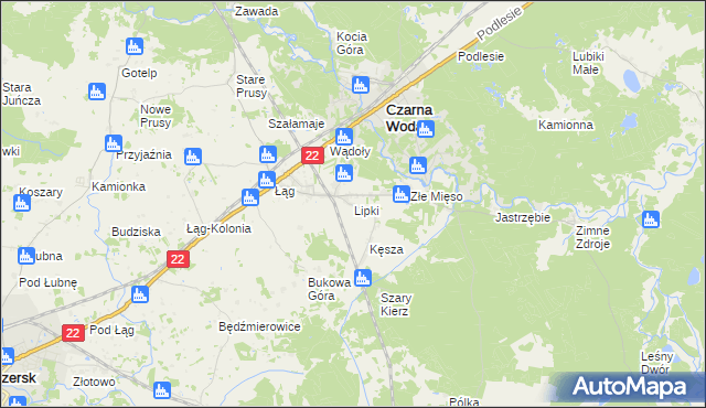 mapa Lipki gmina Czersk, Lipki gmina Czersk na mapie Targeo