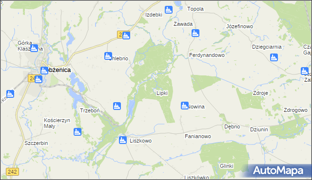 mapa Lipki gmina Łobżenica, Lipki gmina Łobżenica na mapie Targeo
