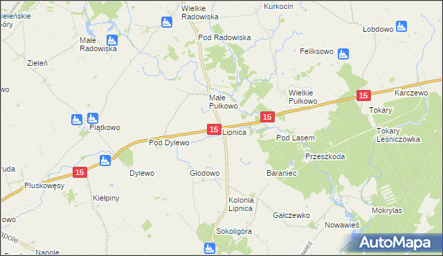 mapa Lipnica gmina Dębowa Łąka, Lipnica gmina Dębowa Łąka na mapie Targeo