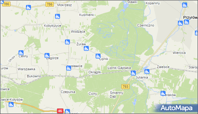 mapa Lipnik gmina Janów, Lipnik gmina Janów na mapie Targeo