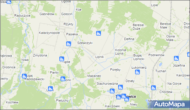 mapa Lipnik gmina Siemkowice, Lipnik gmina Siemkowice na mapie Targeo
