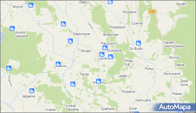 mapa Lipniki gmina Łyse, Lipniki gmina Łyse na mapie Targeo