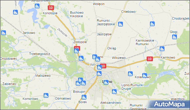 mapa Lipno powiat lipnowski, Lipno powiat lipnowski na mapie Targeo