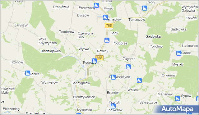 mapa Lipówka gmina Działoszyce, Lipówka gmina Działoszyce na mapie Targeo