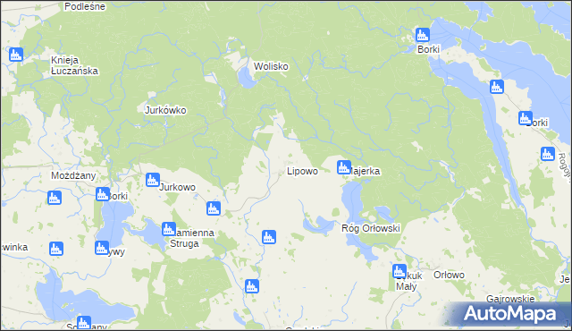 mapa Lipowo gmina Kruklanki, Lipowo gmina Kruklanki na mapie Targeo