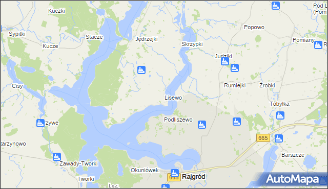 mapa Lisewo gmina Kalinowo, Lisewo gmina Kalinowo na mapie Targeo