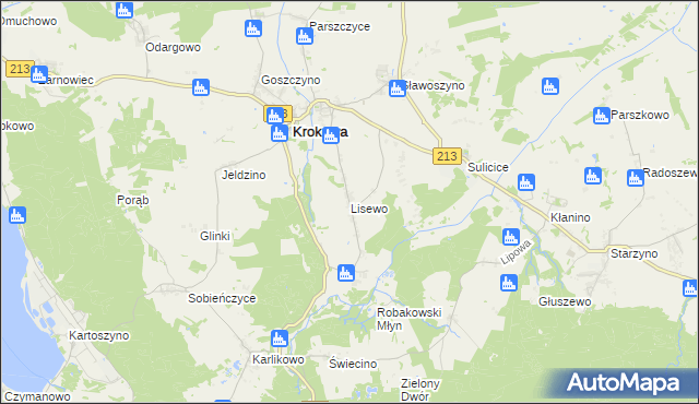 mapa Lisewo gmina Krokowa, Lisewo gmina Krokowa na mapie Targeo