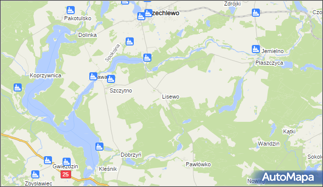 mapa Lisewo gmina Przechlewo, Lisewo gmina Przechlewo na mapie Targeo