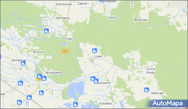 mapa Lisiec gmina Lubin, Lisiec gmina Lubin na mapie Targeo