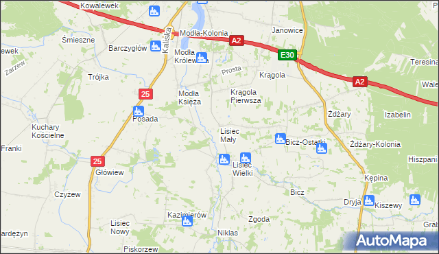 mapa Lisiec Mały, Lisiec Mały na mapie Targeo